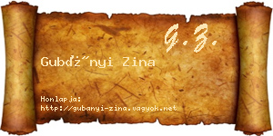 Gubányi Zina névjegykártya